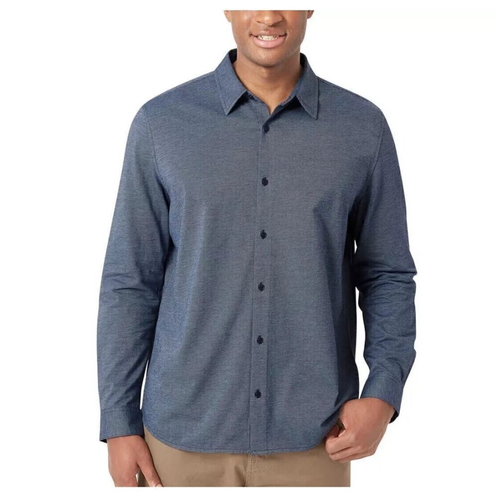 DKNY Men's M Blue Long Sleeve Button-Down Shirt 100% Cotton